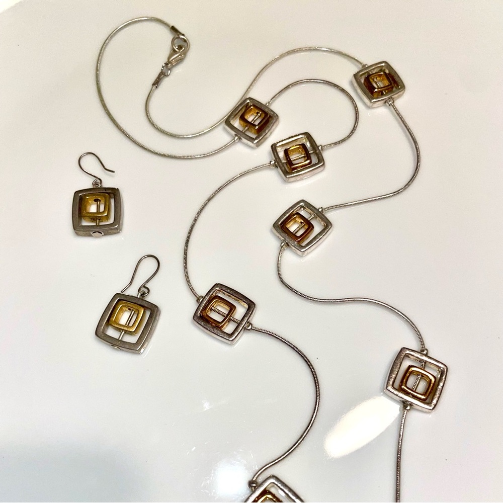 Napier Silver and Gold Square Pendant Necklace